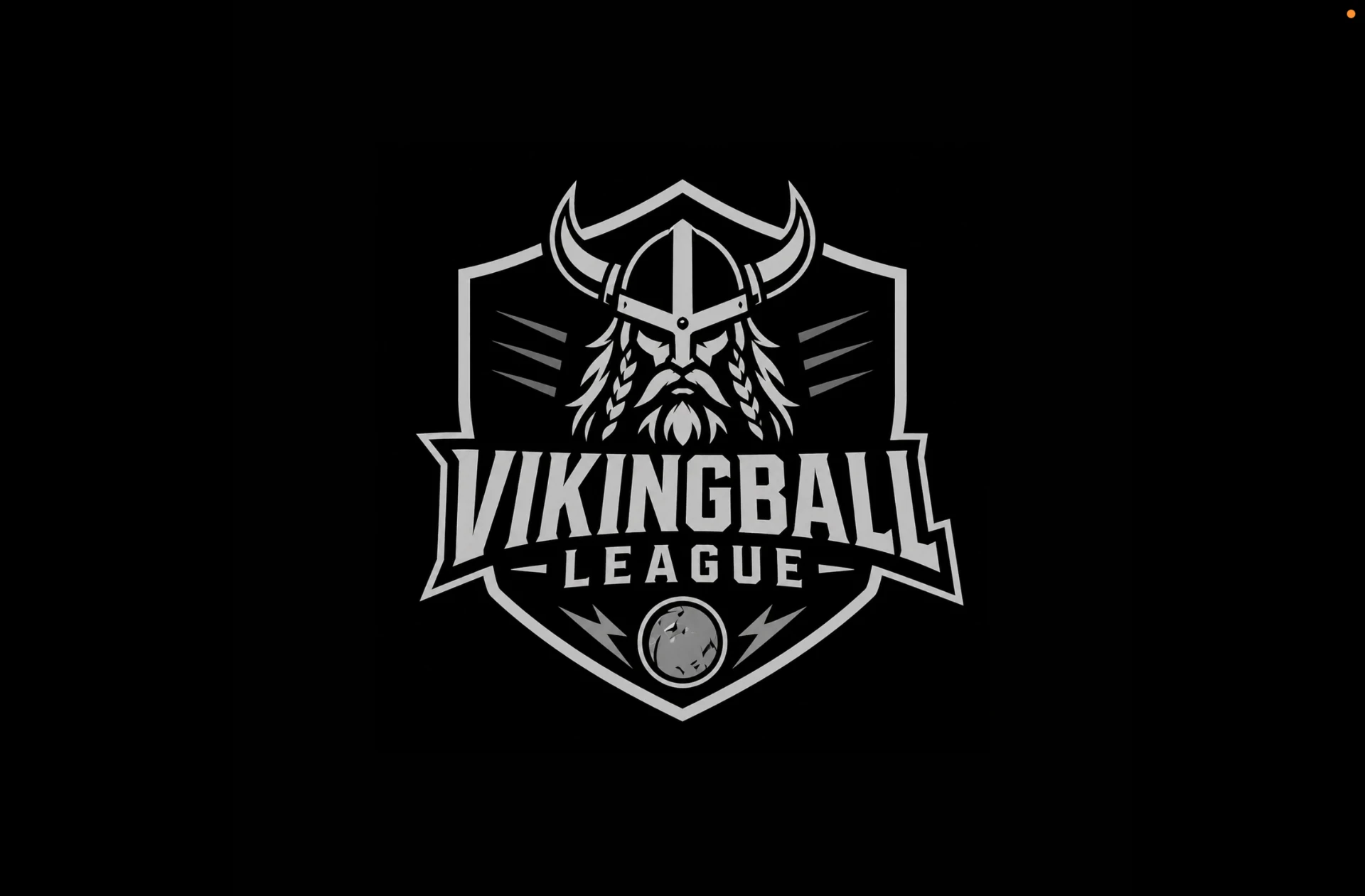 Vikingball League shield logo with a horned viking helmet and lightning detail